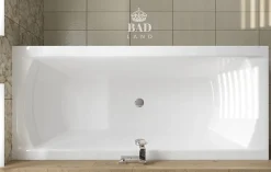 Baignoire D'Angle|Badland Baignoire rectangulaire 180 x 80 INES acrylique blanc + avec Tablier + Pieds + Vidage à chromé