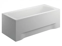 Baignoire D'Angle|Badland Baignoire rectangulaire 180 x 80 INES acrylique blanc + avec Tablier + Pieds + Vidage à chromé
