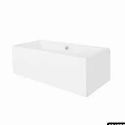 Baignoire Droite|Besco Baignoire rectangulaire - avec Tablier Blanc et Repose Tête OFFERT - QUADRO - 190 x 90 cm