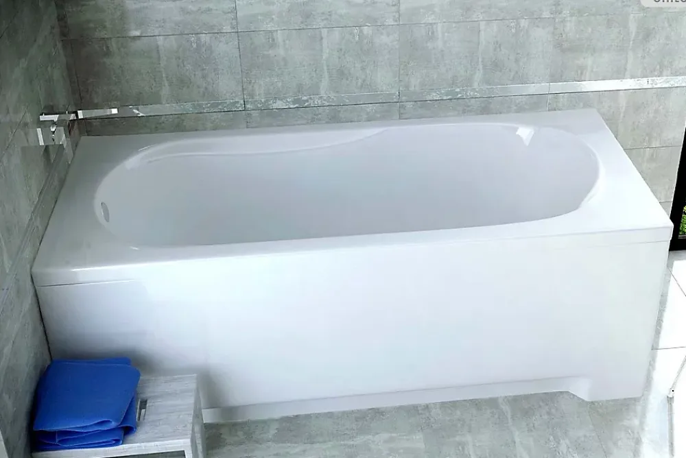 Baignoire Droite|Besco Baignoire rectangulaire - 180 x 80 cm - sans Habillage - avec Pieds - Vidage Chrome - BONA