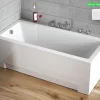 Besco Baignoire rectangulaire - avec Tablier Blanc et Repose Tête OFFERT - MODERN - 160 x 70 cm
