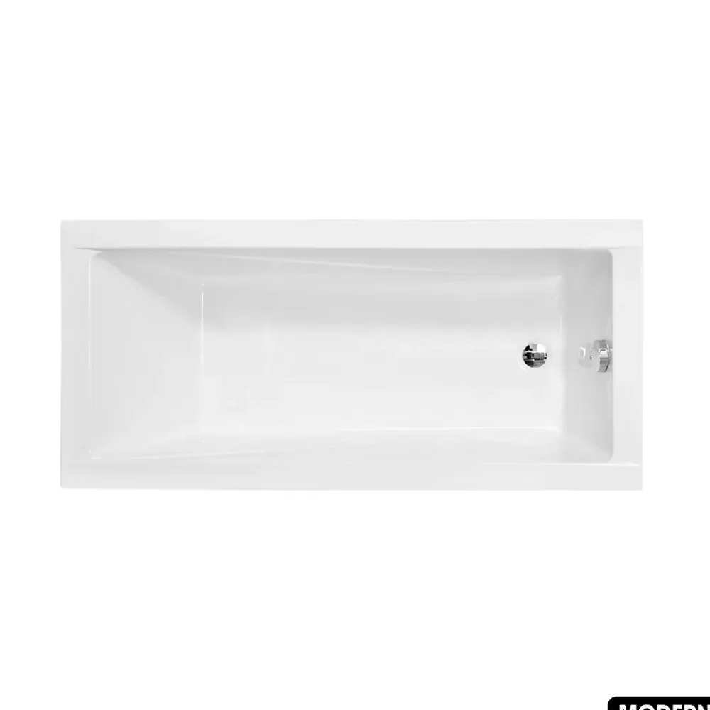 Baignoire Droite|Besco Baignoire rectangulaire - avec Tablier Blanc et Repose Tête OFFERT - MODERN - 140 x 70 cm