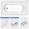 Besco Baignoire rectangulaire - 130 x 70 cm - avec Habillage - Pieds - Vidage Chrome - ARIA