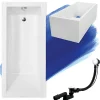 Baignoire D'Angle|Badland Baignoire rectangulaire 140 x 70 MODERN acrylique blanc + Support stabilisateur en polystyrène + Pieds + Vidage à chromé