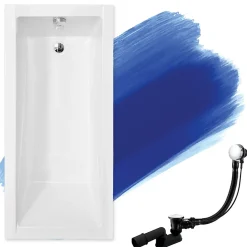 Baignoire D'Angle|Badland Baignoire rectangulaire 160 x 70 MODERN acrylique blanc, sans Habillage + Pieds + Vidage à chromé