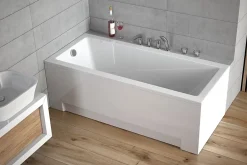 Baignoire D'Angle|Badland Baignoire rectangulaire 160 x 70 MODERN acrylique blanc, sans Habillage + Pieds + Vidage à chromé