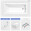 Baignoire Droite|Besco Baignoire rectangulaire - 170 x 70 cm - avec Habillage Polystyrène - Pieds - Vidage Chrome - MODERN SLIM