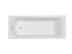 Baignoire Droite|Besco Baignoire rectangulaire + tablier blanc + repose tête - SHEA - 150 x 70 cm