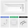 Besco Baignoire rectangulaire - 170 x 70 cm - sans Habillage - avec Pieds - Repose-tête - Vidage Chrome - MODERN