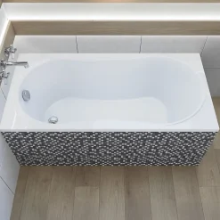 Baignoire D'Angle|Badland Baignoire rectangulaire 150 x 70 GRACJA acrylique blanc + Support stabilisateur en polystyrène + Pieds + Vidage à chromé