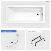 Baignoire Droite|Besco Baignoire rectangulaire - 170 x 70 cm - sans Habillage - avec Pieds - Vidage Chrome - MODERN