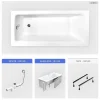 Baignoire Droite|Besco Baignoire rectangulaire - 170 x 75 cm - avec Habillage - Pieds - Vidage Chrome - TALIA