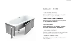 Baignoire Droite|Besco Baignoire rectangulaire - 175 x 80 cm - avec Habillage - Pieds - Vidage Chrome - QUADRO SLIM