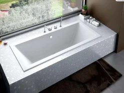 Baignoire Droite|Besco Baignoire rectangulaire - 175 x 80 cm - avec Habillage - Pieds - Vidage Chrome - QUADRO SLIM