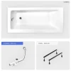 Baignoire Droite|Besco Baignoire rectangulaire - 110 x 70 cm - sans Habillage - avec Pieds - Vidage Chrome - TALIA
