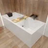 Baignoire D'Angle|Badland Baignoire rectangulaire 155 x 70 QUADRO acrylique blanc, sans Habillage + Repose Tête + Pieds + Vidage à chromé