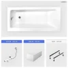 Baignoire Droite|Besco Baignoire rectangulaire - 170 x 75 cm - avec Tablier Blanc - Pieds - Vidage Chrome - TALIA