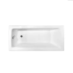 Baignoire Droite|Besco Baignoire rectangulaire - 170 x 75 cm - avec Tablier Blanc - Pieds - Vidage Chrome - TALIA