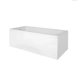 Baignoire Droite|Besco Baignoire rectangulaire - 170 x 75 cm - avec Tablier Blanc - Pieds - Vidage Chrome - TALIA