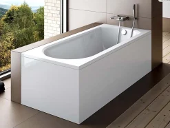 Besco Baignoire rectangulaire - 160 x 75 cm - sans Habillage - avec Pieds - Vidage Chrome - INTRICA