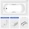 Baignoire Droite|Besco Baignoire rectangulaire - 170 x 70 cm - avec Tablier Blanc - Pieds - Poignées - Vidage Chrome - ARIA PLUS