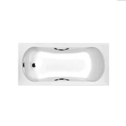 Baignoire Droite|Besco Baignoire rectangulaire - 170 x 70 cm - avec Tablier Blanc - Pieds - Poignées - Vidage Chrome - ARIA PLUS