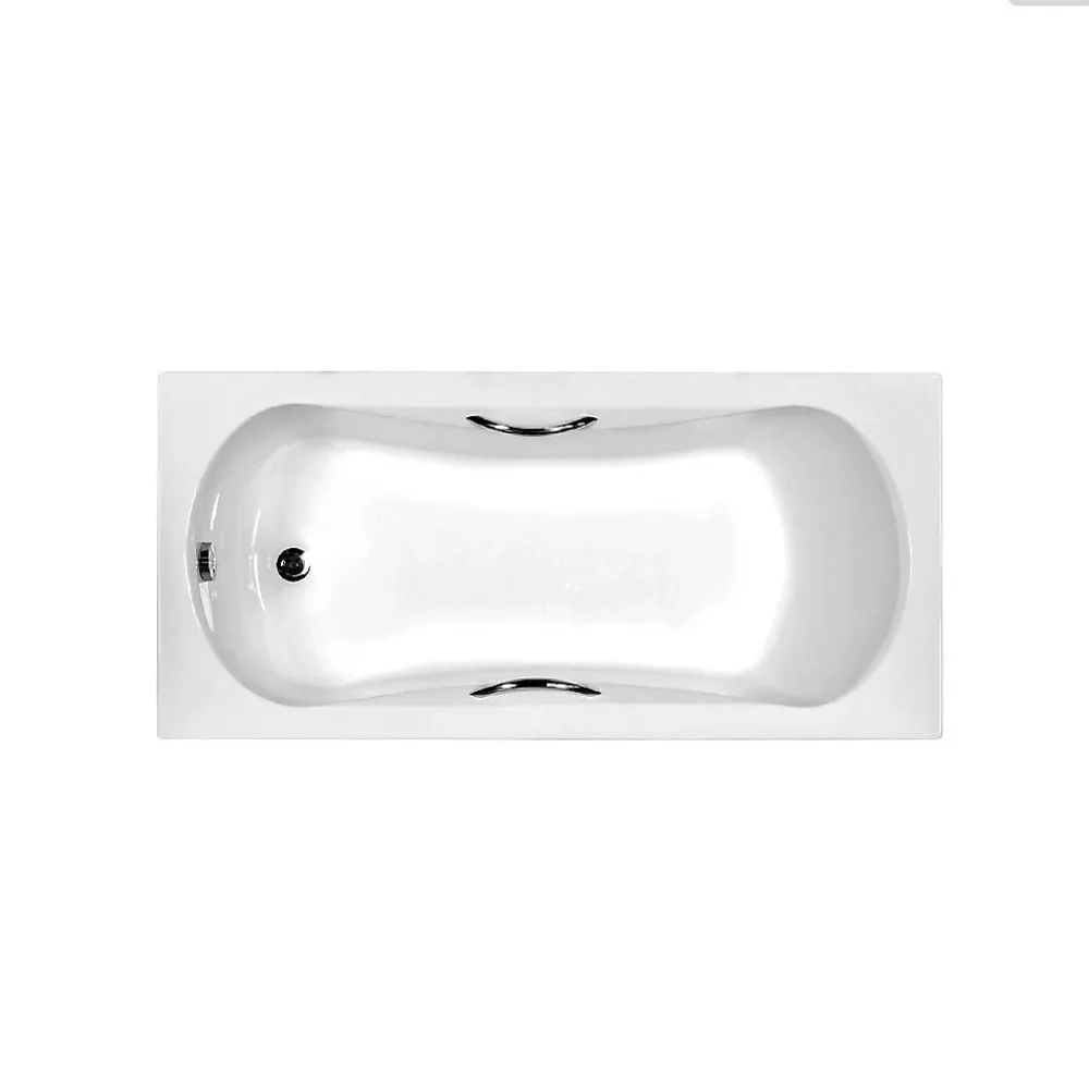 Baignoire Droite|Besco Baignoire rectangulaire - 170 x 70 cm - avec Tablier Blanc - Pieds - Poignées - Vidage Chrome - ARIA PLUS