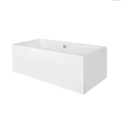 Baignoire Droite|Besco Baignoire rectangulaire - 170 x 75 cm - avec Tablier - Pieds - Vidage Chrome - QUADRO