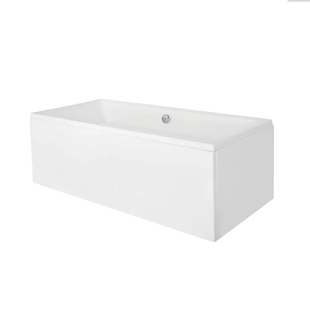 Baignoire Droite|Besco Baignoire rectangulaire - 170 x 75 cm - avec Tablier - Pieds - Vidage Chrome - QUADRO