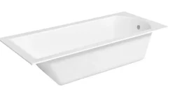 Baignoire D'Angle|Badland Baignoire rectangulaire 150 x 70 SHEA SLIM acrylique blanc + Habillage en polystyrène (4 cm) + Pieds + Vidage à chromé