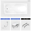 Besco Baignoire rectangulaire - 190 x 80 cm - avec Habillage - Pieds - Vidage Chrome - BONA
