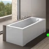 Besco Baignoire rectangulaire + tablier blanc + repose tête - SHEA - 140 x 70 cm