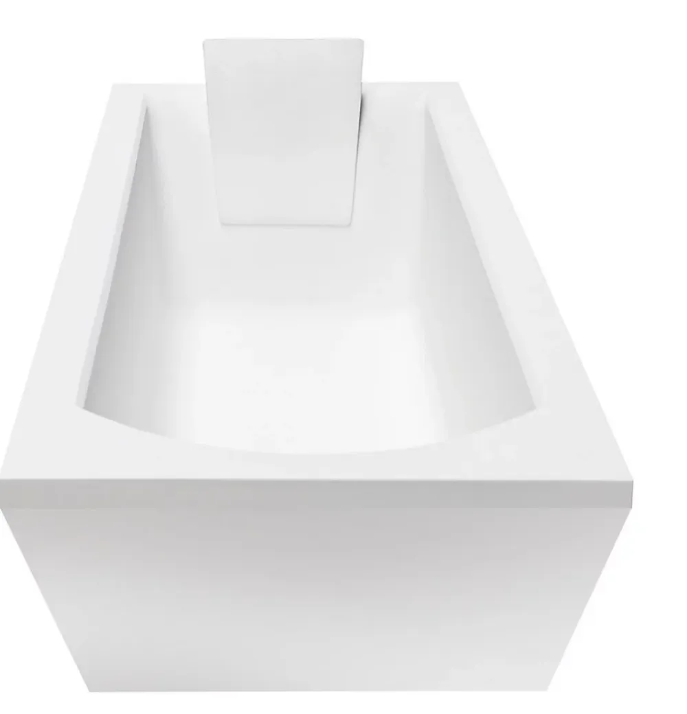 Besco Baignoire rectangulaire + tablier blanc + repose tête - SHEA - 140 x 70 cm