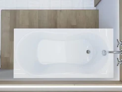Baignoire D'Angle|Badland Baignoire rectangulaire 180 x 80 GRACJA acrylique blanc + Support stabilisateur en polystyrène + Pieds + Vidage à chromé