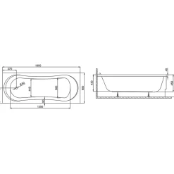 Baignoire D'Angle|Badland Baignoire rectangulaire 180 x 80 GRACJA acrylique blanc + Support stabilisateur en polystyrène + Pieds + Vidage à chromé