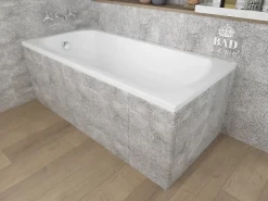 Baignoire D'Angle|Badland Baignoire rectangulaire 130 x 70 CLASSIC acrylique blanc, sans Habillage + Pieds + Vidage à chromé