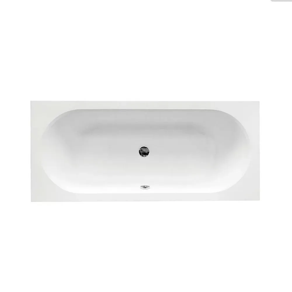Baignoire Droite|Besco Baignoire rectangulaire - 150 x 75 cm - sans Habillage - avec Pieds - Vidage Chrome - VITAE SLIM