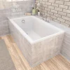 Baignoire D'Angle|Badland Baignoire rectangulaire 100 x 70 CAPRI acrylique blanc + Support stabilisateur en polystyrène + Pieds + Vidage à chromé