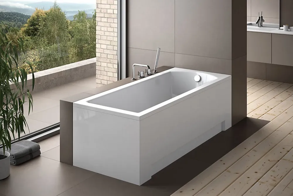 Baignoire D'Angle|Badland Baignoire rectangulaire 180 x 80 SHEA acrylique blanc, sans Habillage + Pieds + Vidage à chromé