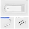 Baignoire Droite|Besco Baignoire rectangulaire - 160 x 70 cm - sans Habillage - avec Pieds - Vidage Chrome - SHEA