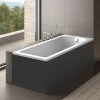 Baignoire Droite|Besco Baignoire rectangulaire + tablier noir + repose tête - SHEA - 170 x 70 cm