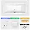Baignoire Droite|Besco Baignoire rectangulaire - 190 x 90 cm - sans Habillage - avec Pieds - Repose-tête - Étagère bambou - Vidage Chrome - QUADRO
