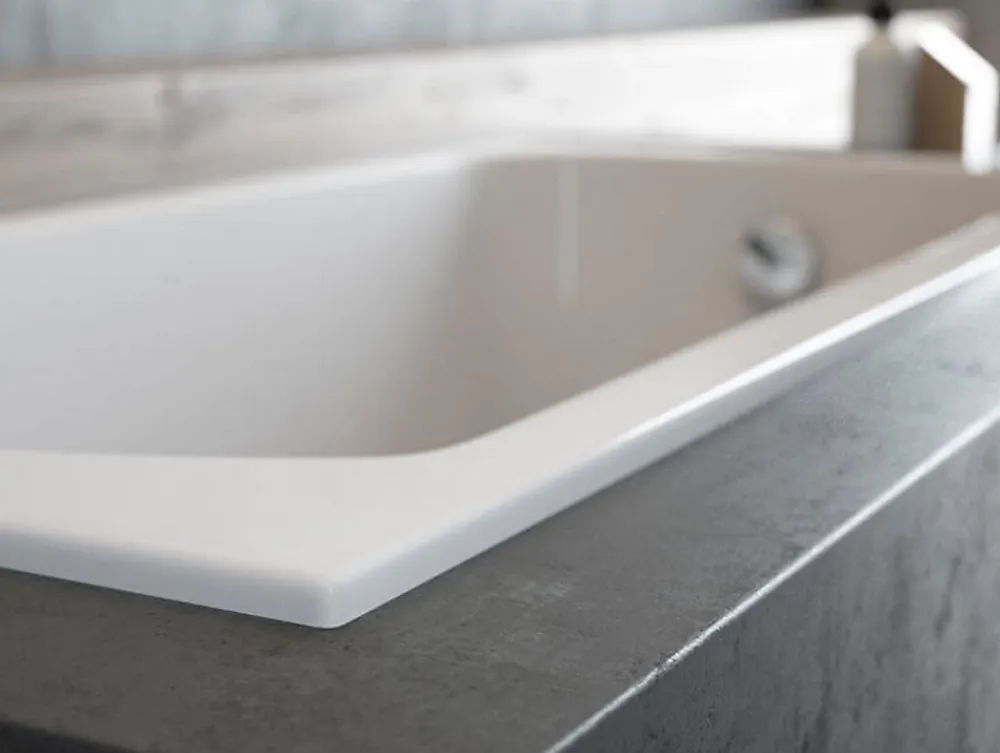 Baignoire D'Angle|Badland Baignoire rectangulaire 160 x 70 CLASSIC SLIM acrylique blanc + Habillage en polystyrène + Pieds + Vidage à chromé