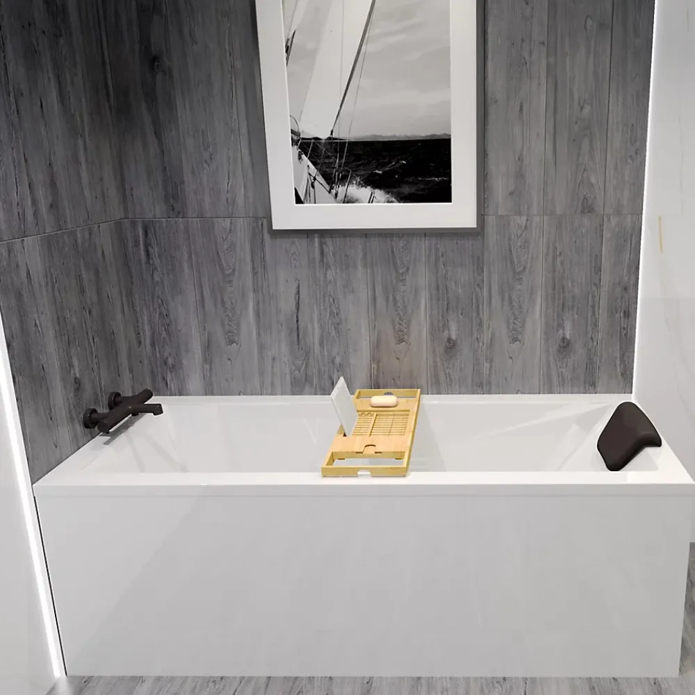 Baignoire D'Angle|Badland Baignoire rectangulaire 170 x 70 MODERN acrylique blanc, sans Habillage + Repose Tête + Pieds + Vidage à chromé