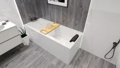 Baignoire D'Angle|Badland Baignoire rectangulaire 170 x 70 MODERN acrylique blanc, sans Habillage + Repose Tête + Pieds + Vidage à chromé