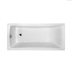 Besco Baignoire rectangulaire - 160 x 70 cm - sans Habillage - avec Pieds - Étagère bambou - Vidage Chrome - OPTIMA