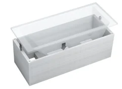 Baignoire D'Angle|Badland Baignoire rectangulaire 130 x 70 CLASSIC acrylique blanc + Support stabilisateur en polystyrène + Pieds + Vidage à chromé