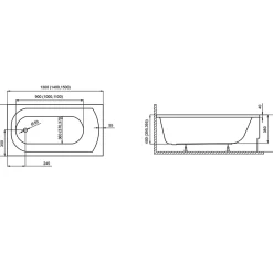 Baignoire D'Angle|Badland Baignoire rectangulaire 130 x 70 CLASSIC acrylique blanc + Support stabilisateur en polystyrène + Pieds + Vidage à chromé