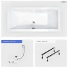 Baignoire Droite|Besco Baignoire rectangulaire - 170 x 75 cm - sans Habillage - avec Pieds - Vidage Chrome - QUADRO