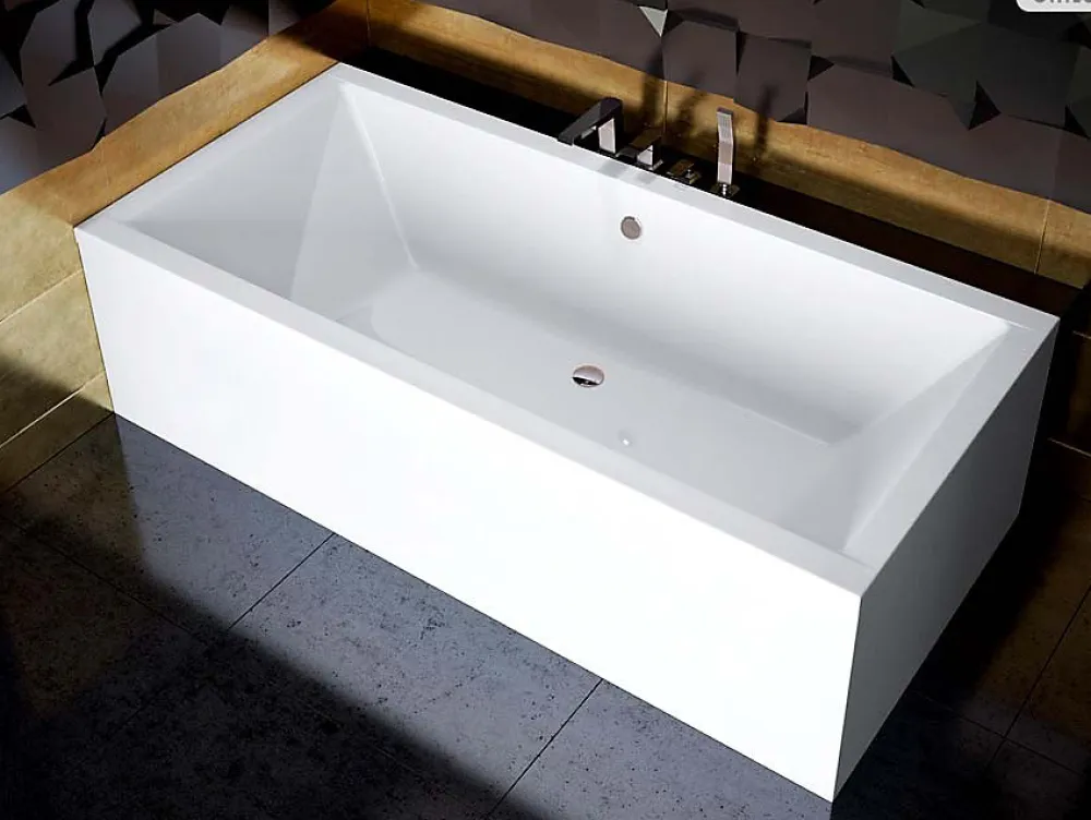 Baignoire Droite|Besco Baignoire rectangulaire - 170 x 75 cm - sans Habillage - avec Pieds - Vidage Chrome - QUADRO